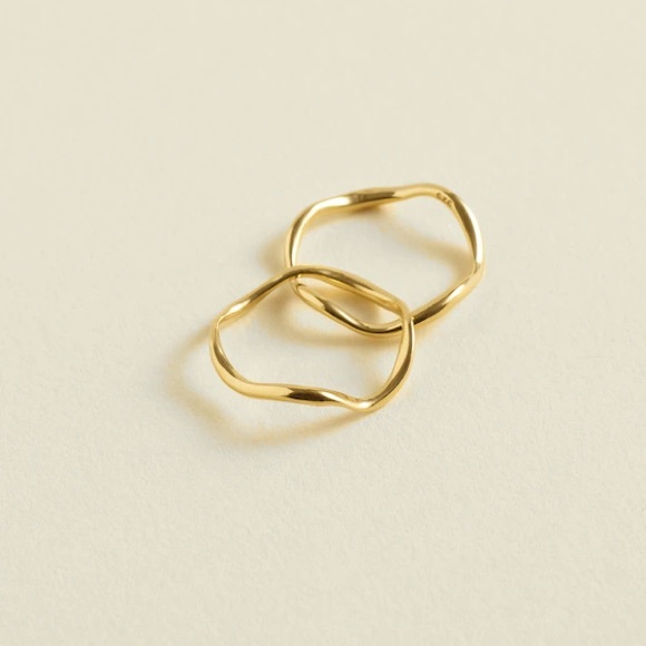 Madewell Jewelry - Madewell 14K Gold Demi-Fine Sculptural Stacking Ring Set